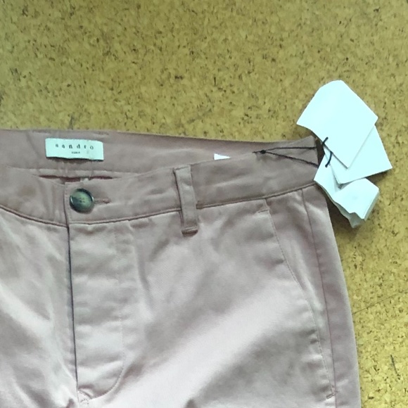 Slim Fit Pink Sandro Chino pants in Stretch Cotton - Picture 4 of 5